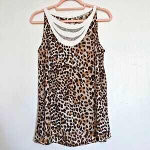 41 Hawthorn Sleeveless High-Low Blouse Top, S, Animal Print